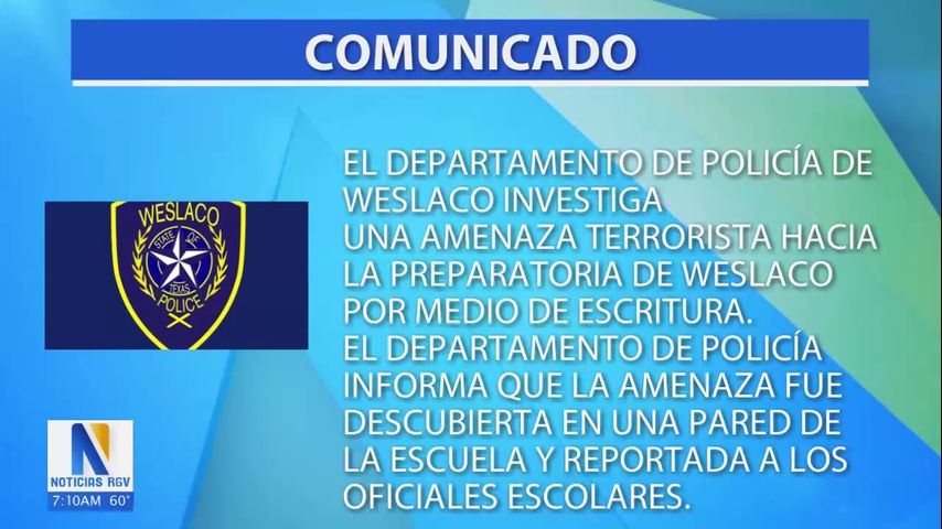 Incrementan presencia policial ante amenazas en contra de la secundaria de Weslaco