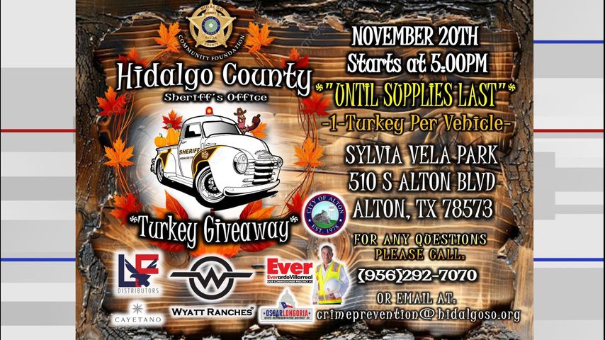 Hidalgo County Sheriff’s Office announces turkey giveaway