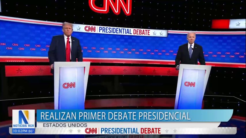 Presidente Joe Biden y ex presidente Donald Trump frente a frente en el primer debate presidencial