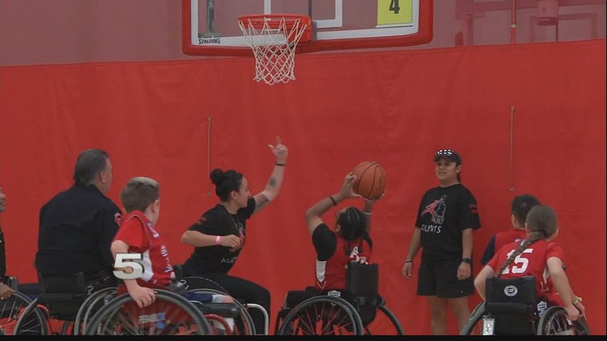 First Respondents Play Wheel Chair Basketball With Youth