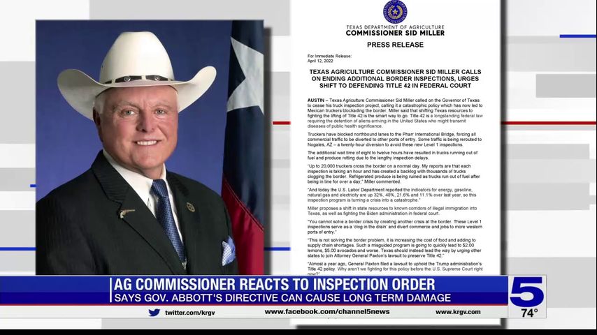 Texas Ag Commissioner concerned by Abbott’s ‘strong-arm’ strategy along border, braces for troubled international relations