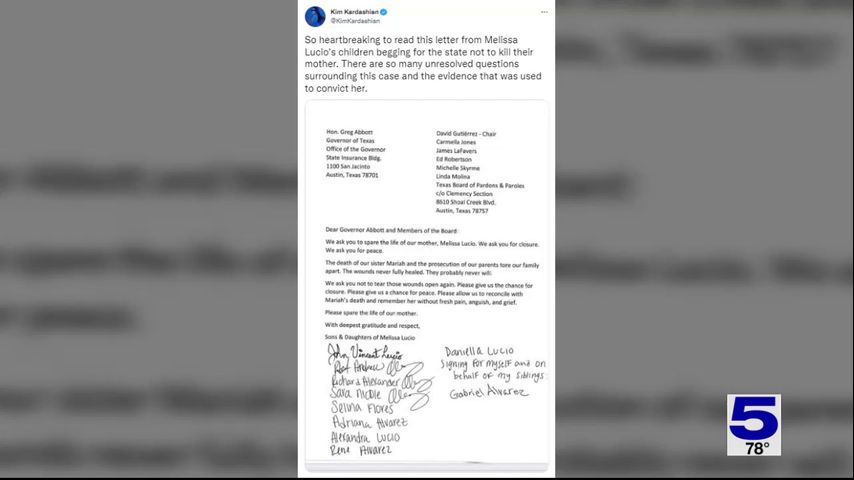 Kim Kardashian posts letter in support of Harlingen mom on death row