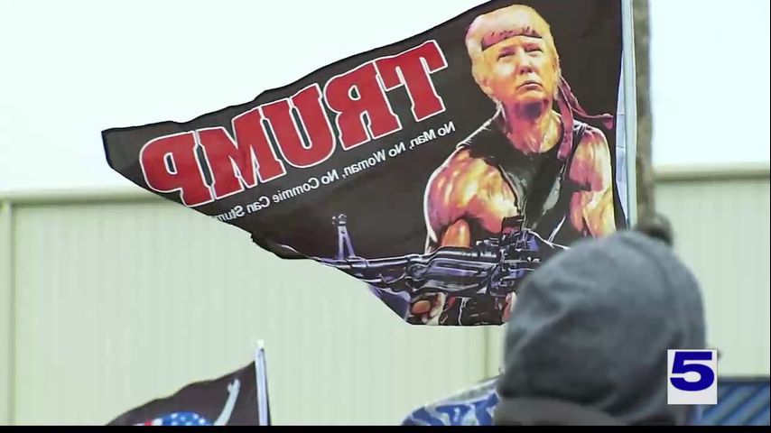 Hundreds of supporters welcome President Trump at Harlingen airport