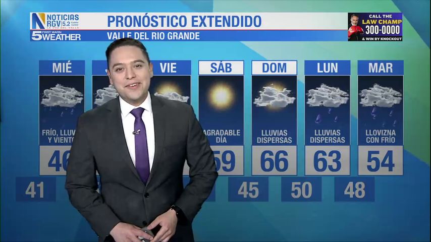 Martes 7 de enero: Frío, lluvia y viento con temperaturas en los 40s