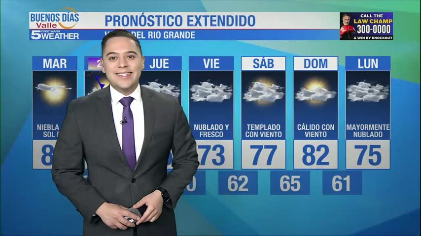 Martes 31 de Diciembre: Día soleado, temperaturas en los 80s