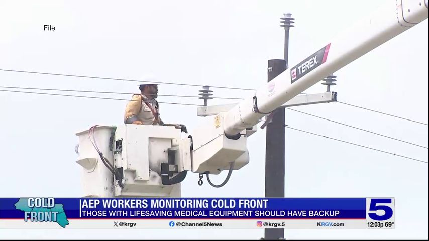 AEP Texas workers monitoring cold front