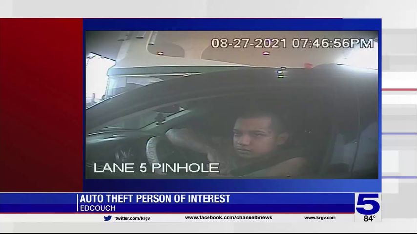 Hidalgo County Sheriff's Office searching for person of interest in auto theft investigation