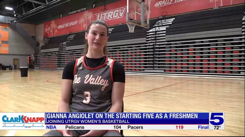 UTRGV Women's Basketball - Gianna Angiolet on the Starting five as a Freshman