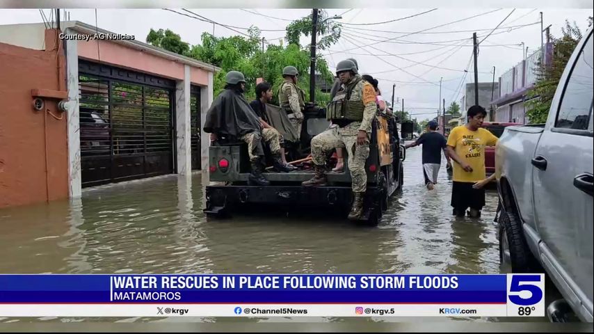 Mexican army soldiers perform water rescues in Matamoros