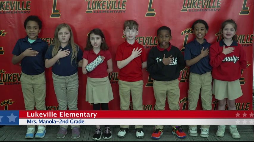 The Pledge of Allegiance, Lukeville Elementary, Mrs. Manola, 2nd Grade