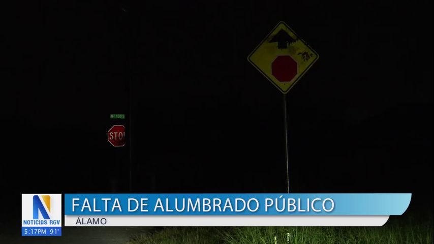 Residentes de la ciudad de Alamo denuncian falta de alumbrado público