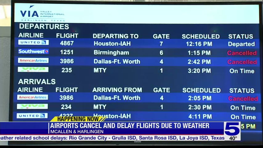 Valley airports cancel, delay flights due to severe weather