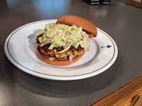 Galatoire's Bistro: Salmon burgers with avocado aioli