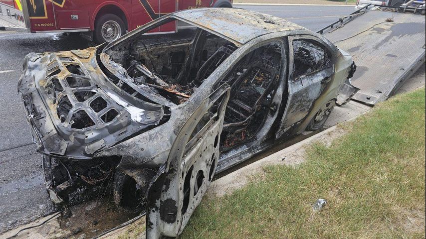 Vehicle bursts into flames after crashing into Palmhurst home