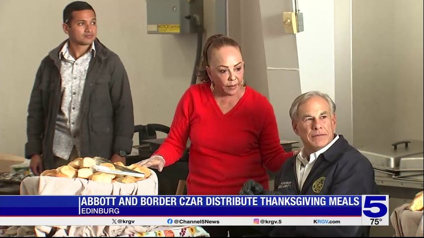 Gov. Abbott serving Thanksgiving meals to Operation Lone Star service members in Edinburg