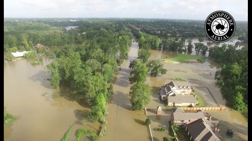 Aerial footage shows Old Perkins flooding