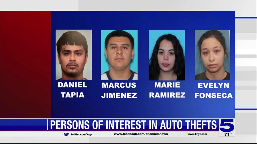 McAllen police seeking four Houston-area 'persons of interest' in connection with auto theft investigation