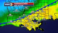 Cold front at a standstill causing large temperature change over the area