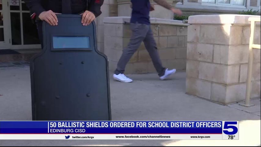 Edinburg CISD police officers receiving ballistic shields