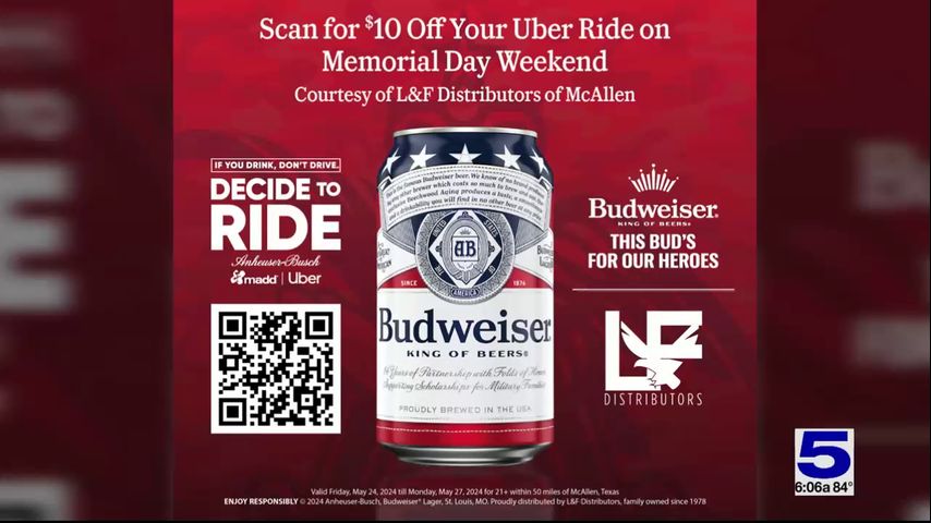 L&F Distributors in McAllen offering discounts on Uber rides for Memorial Day