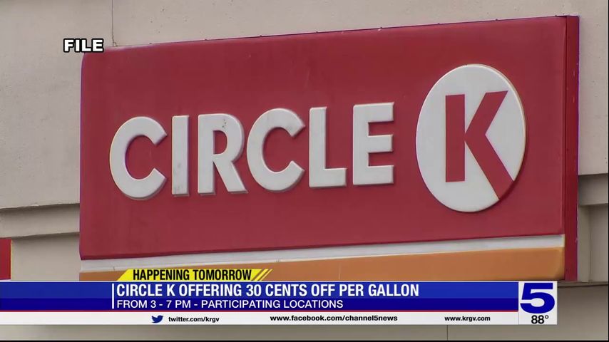 Circle K offering 30 cent discount per gallon of gas tomorrow