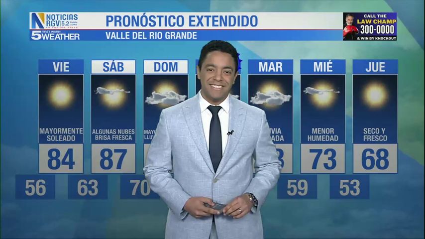 Jueves 14 de Noviembre: Mayormente soleado en los bajos 80s