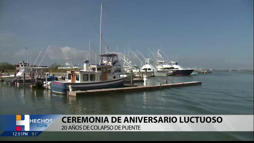 Ceremonia de aniversario luctuoso tras 20 años del colapso del puente Queen Isabella Causeway