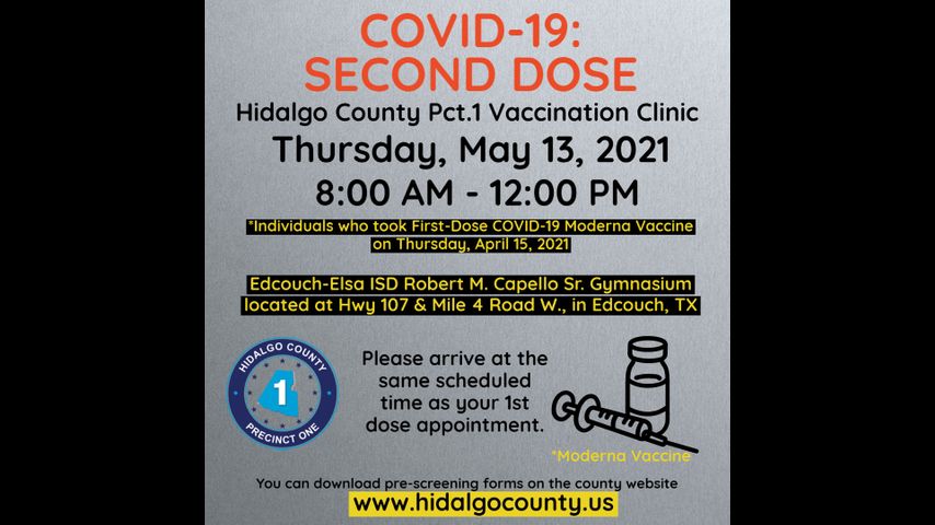 Second dose COVID-19 vaccination clinic set in Edcouch