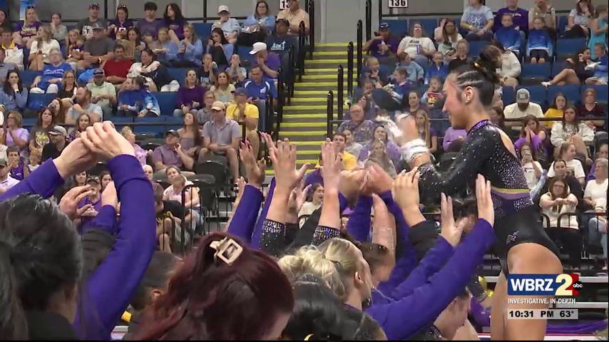 Chio scores third straight 10.0 on beam to help LSU win Podium Challenge
