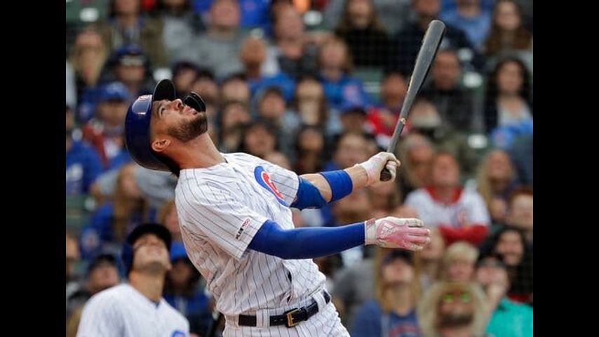 Cubs slugger Kris Bryant exits game after outfield collision