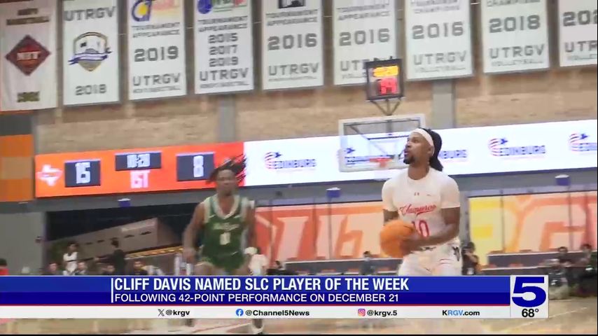 UTRGV's Cliff Davis named Southland Conference Player of the Week