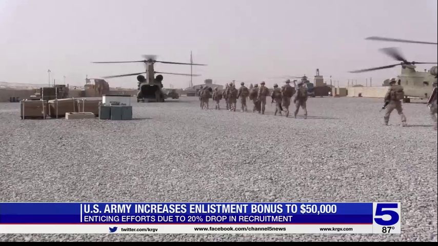 US Army increases enlistment bonus to $50,000