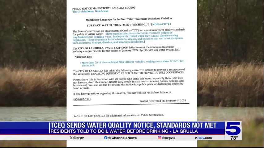 Boil water notice in effect for residents of La Grulla