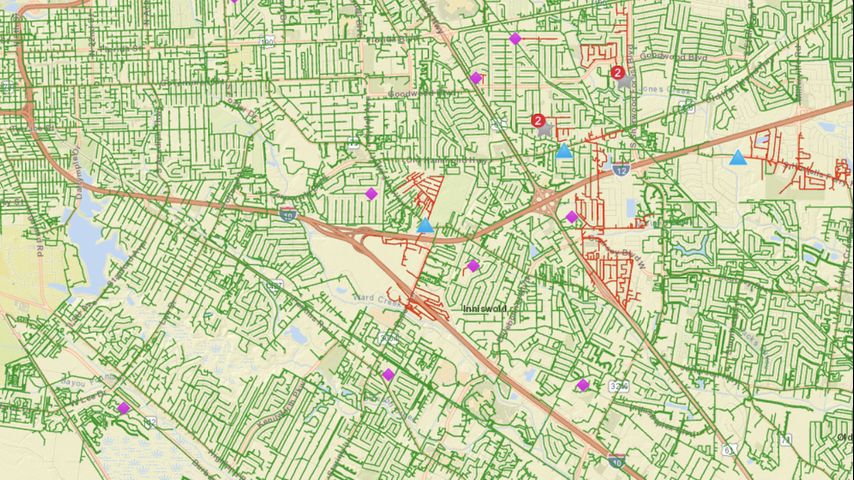 Over 2,500 without power in Baton Rouge around Aubin neighborhood