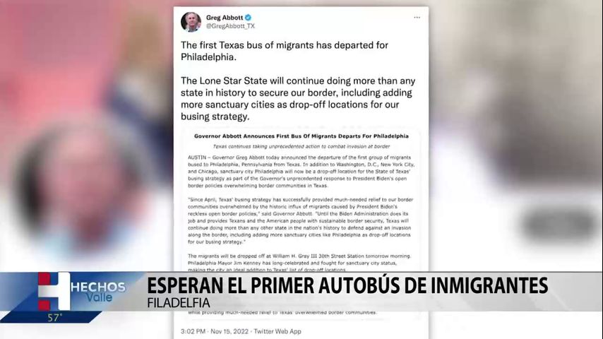 Filadelfia espera primer autobús de inmigrantes