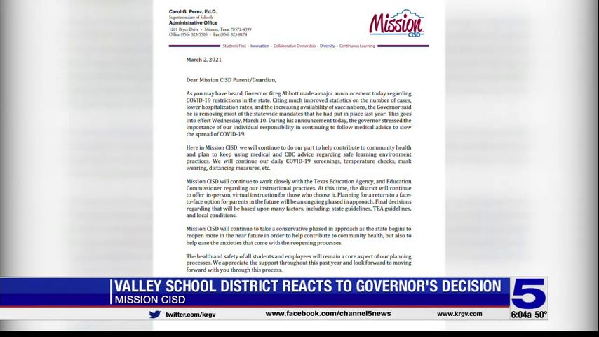 Valley school districts respond to Gov. Abbott's executive order