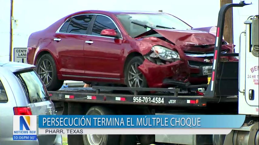 Persecución policial termina en choque múltiple en Pharr