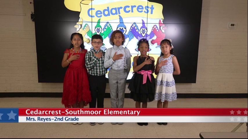 The Pledge of Allegiance, Cedarcrest-Southmoor Elementary, Mrs. Reyes ...