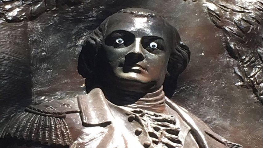 Police are searching for the person that put googly eyes on a Georgia monument