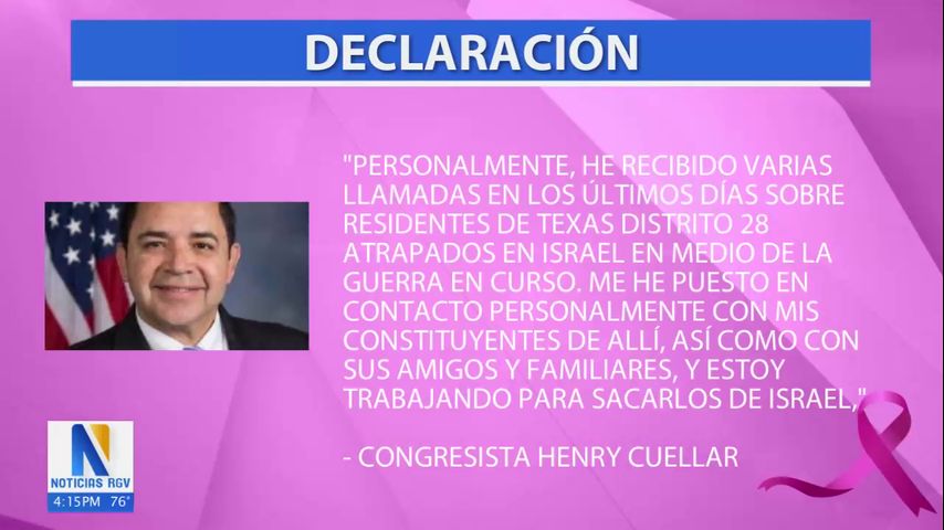 Congresista Henry Cuellar ayudará a residentes texanos en Israel