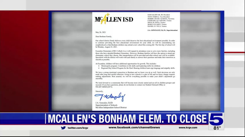 McAllen's Bonham Elementary to close