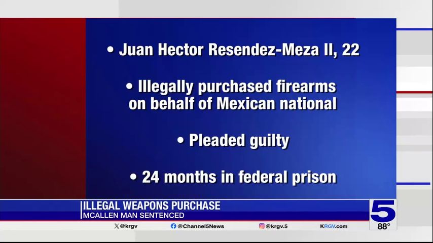 McAllen man sentenced for purchasing firearms for Mexican national