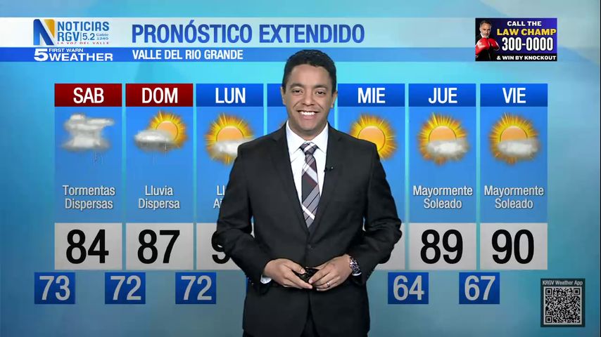 Viernes 4 de octubre: Tormentas dispersas con temperaturas en los 80s