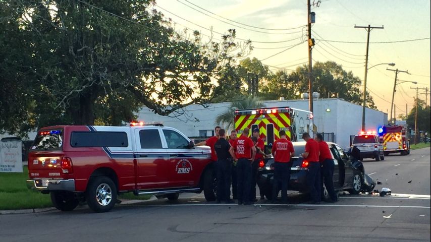 Two injured after vehicle crashes into fire truck responding to call