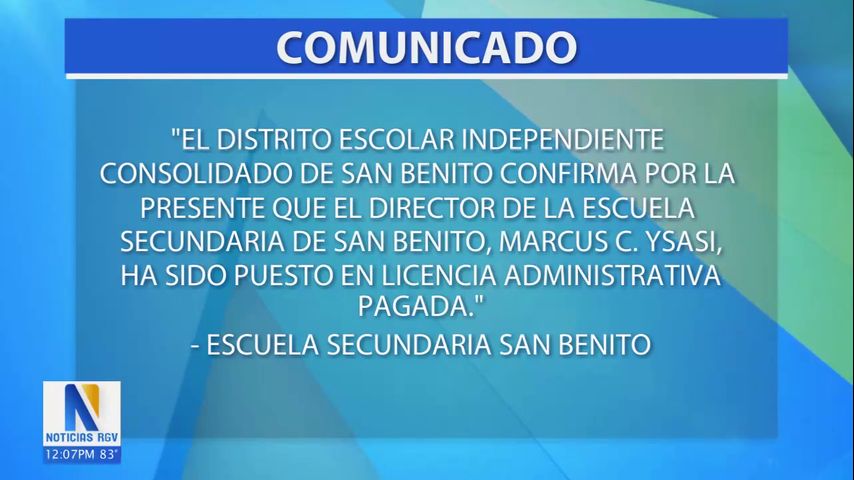 El director de San Benito High School se encuentra bajo licencia administrativa