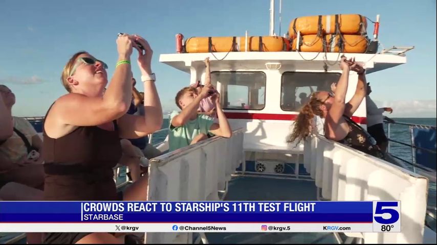 Crowds react to SpaceX's 11th Starship test flight at Boca Chica Beach