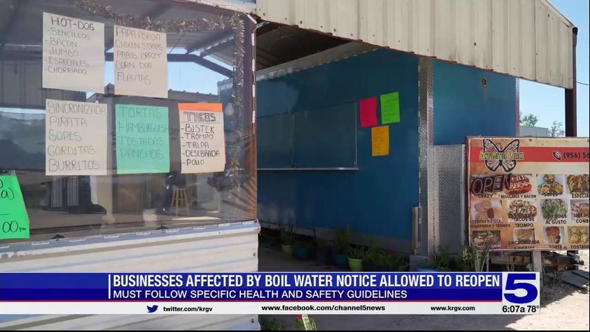 Businesses affected by boil water notice in Peñitas must follow guidelines to reopen