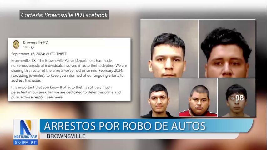 Policía de Brownsville realiza arrestos relacionados con el robo de autos