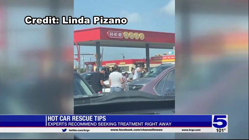 Baby being rescued from a car after the parents accidentally locked th