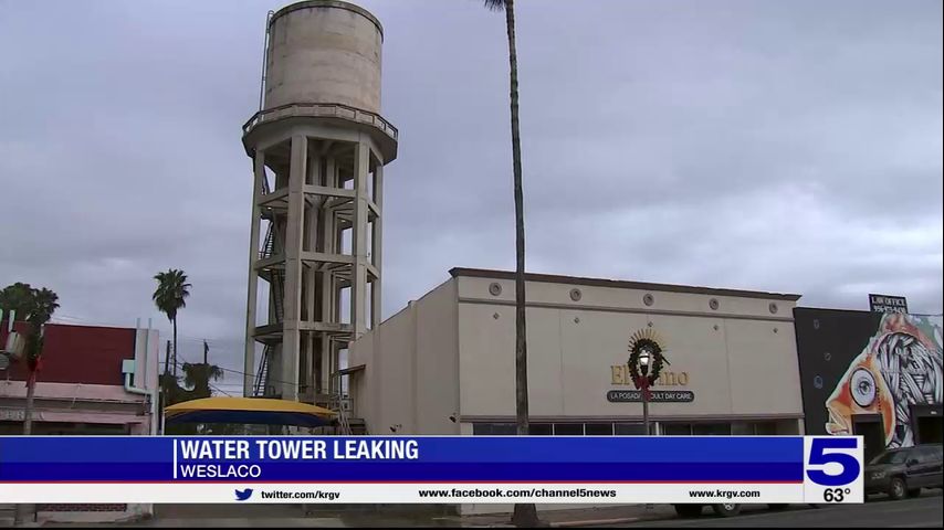 Weslaco's historic water tower leaking